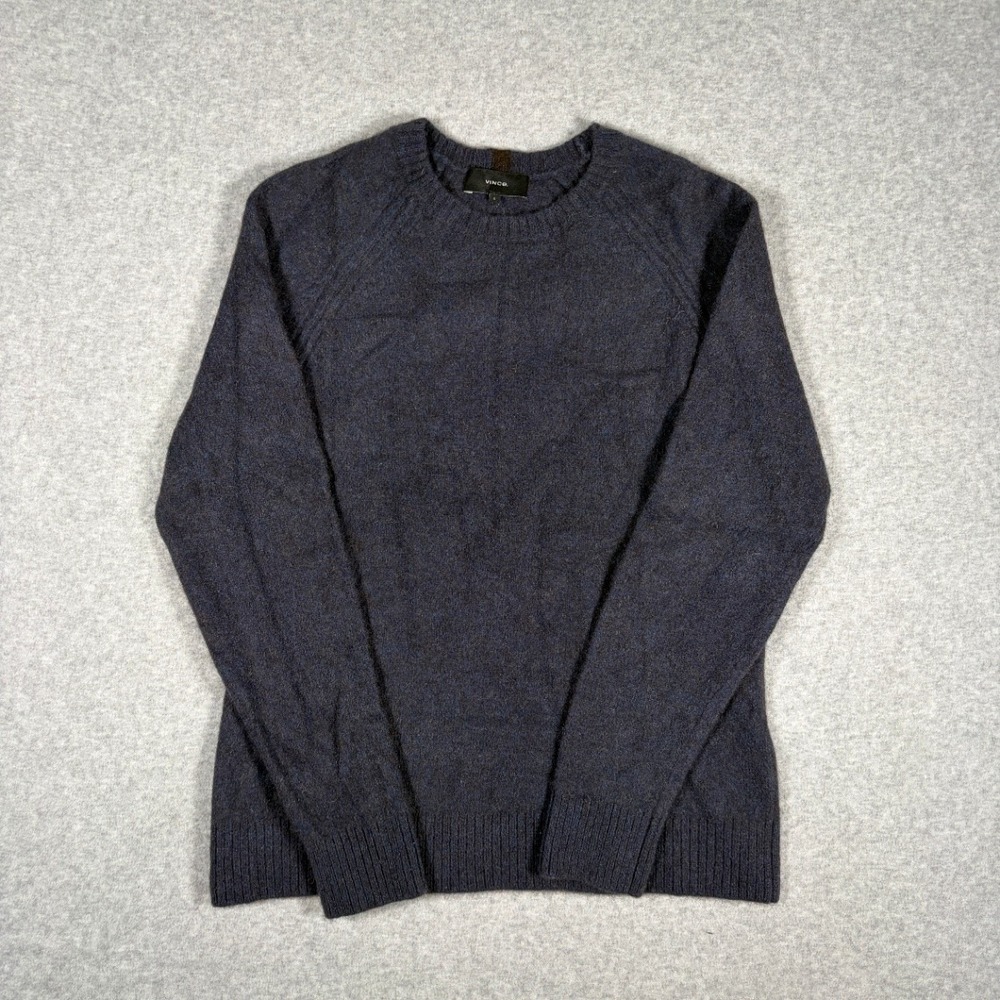 Vince Pullover Sweater Women L Crew Neck Long Sleeve Navy Merino Yak